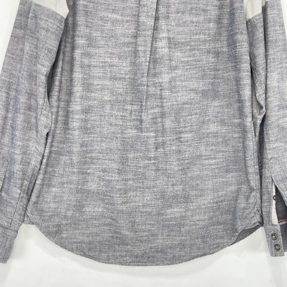 Mens Shirt Small Cotton Gray Color Block Button Up Long Sleeve Jeffrey Max - Picture 15 of 16